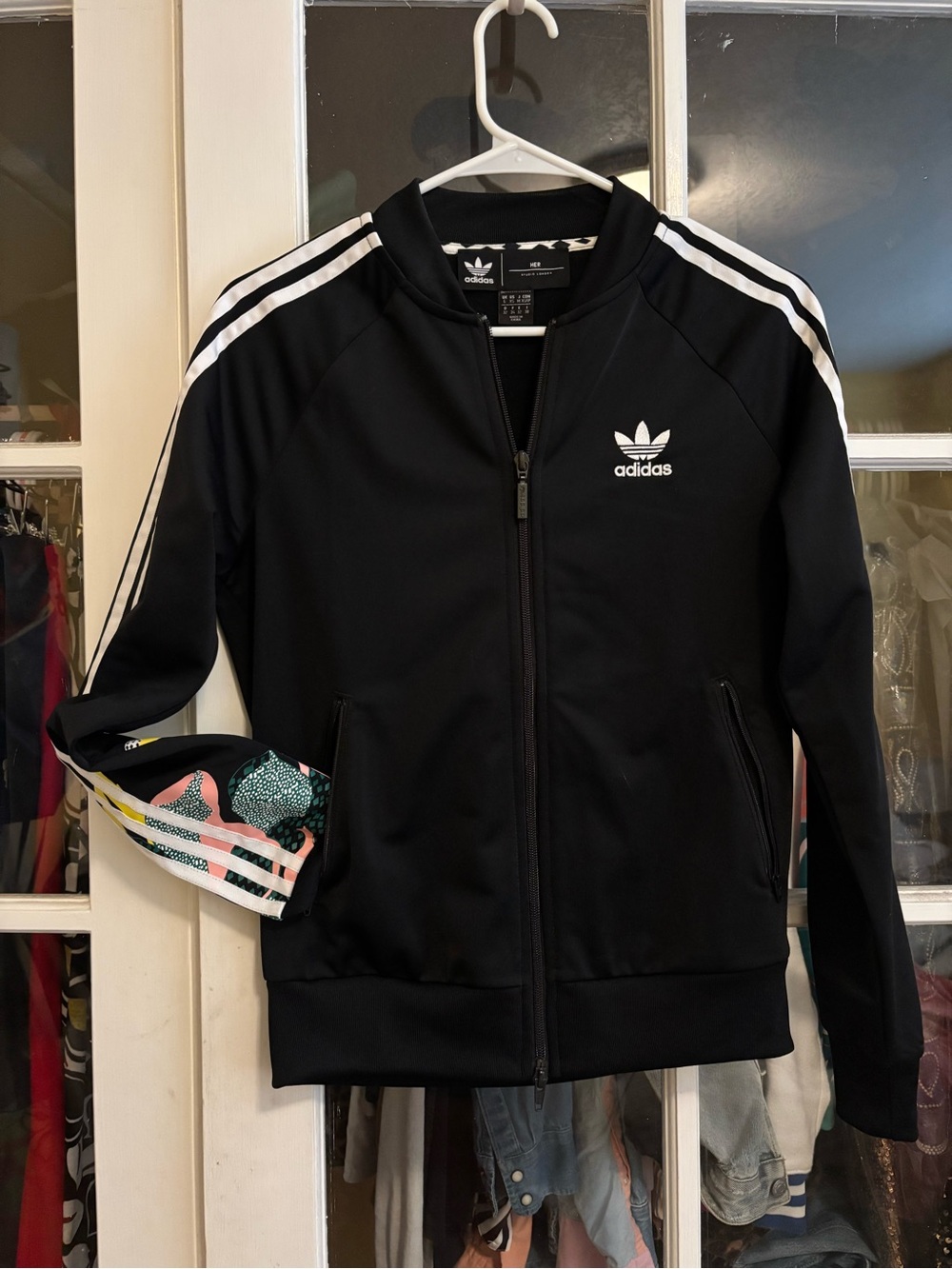Adidas x HER Black track Jacket with White Three Stripes
